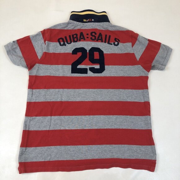 Quba Sails Mens Wide Striped Polo Sailing Shirt #29 Size XL British Sailmakers - Picture 7 of 9